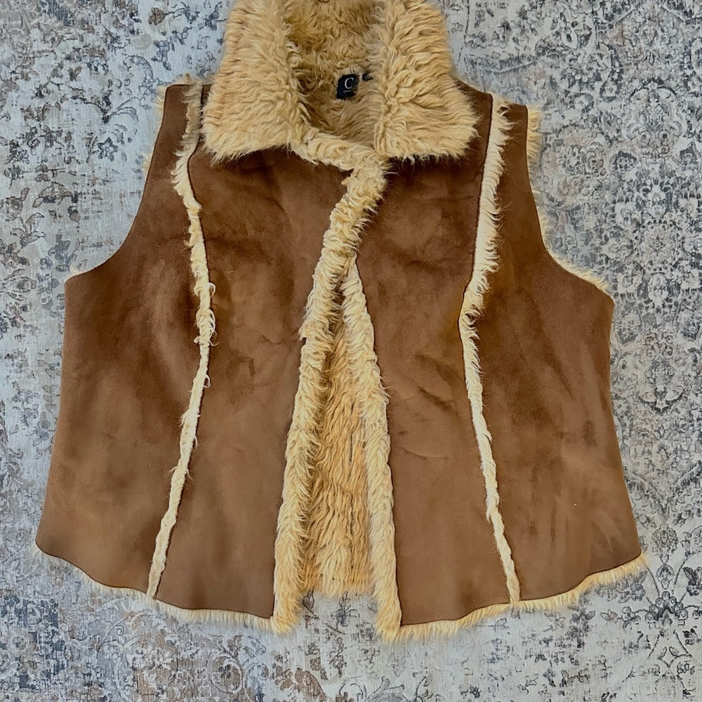 Vintage Capri Suede Faux Fur Vest Size Large
